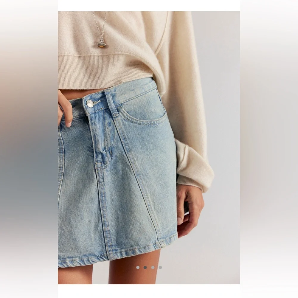 Free People Blue Denim Mini Skirt